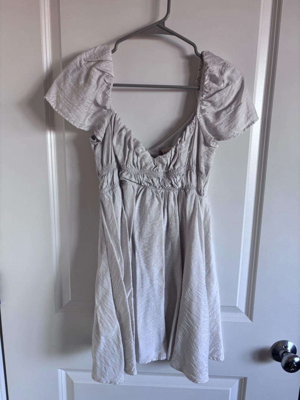 Altar'd State Ivory Puff-Sleeve Empire Waist Dress